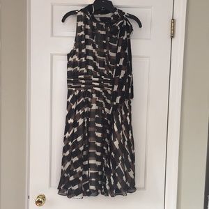Banana Republic black/brown/cream silk dress